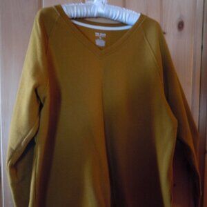 EUC!! TEK GEAR Ultrasoft Fleece V-neck Hi/Lo Pullover Sweatshirt 1X Thumb holes